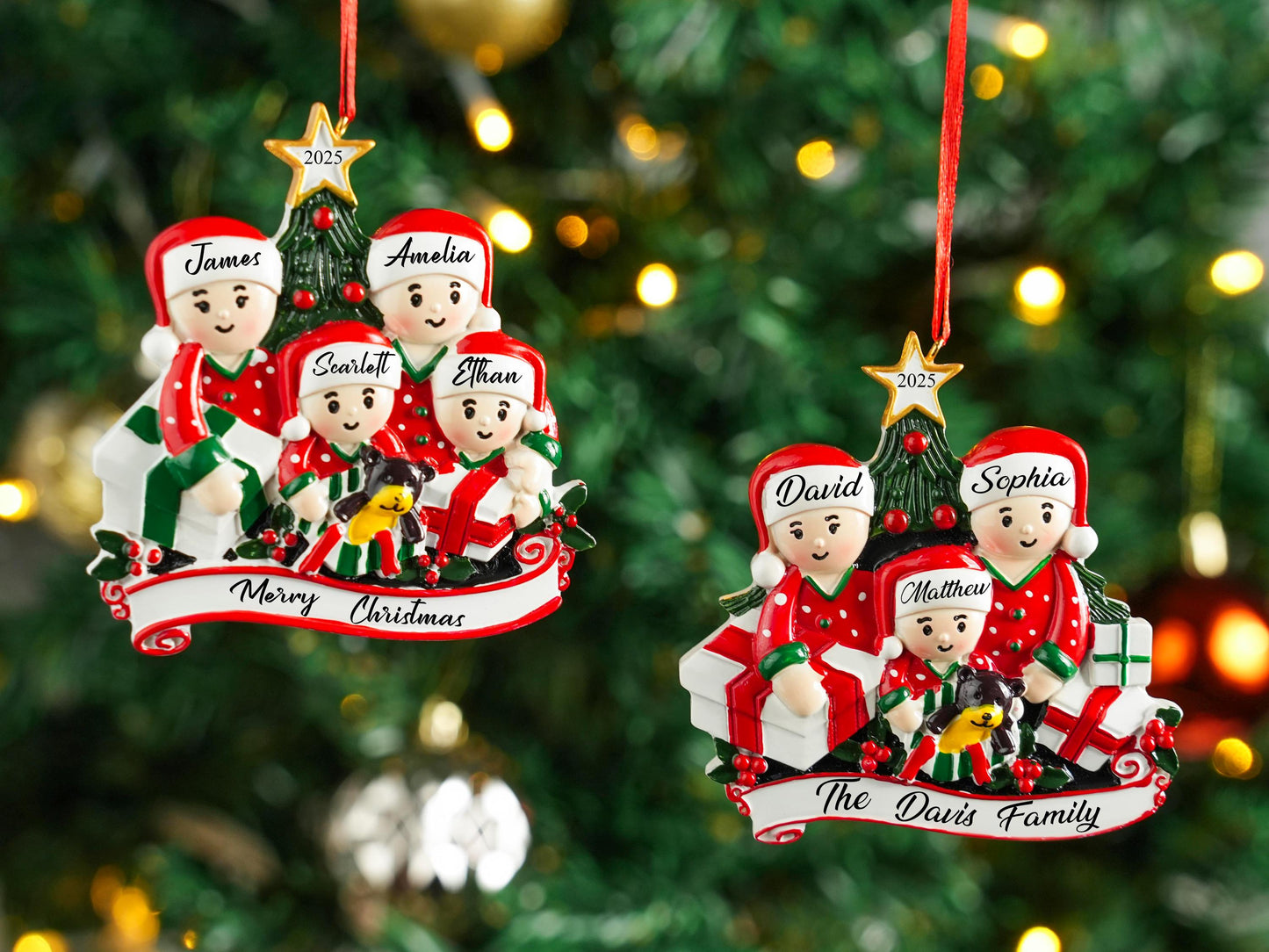 Personalized Resin Family Ornament,Gingerbread Family Ornament 2025,Family Xmas Ornament,Xmas Decor,Gingerbread Family of 2,3,4,5,6 Ornament