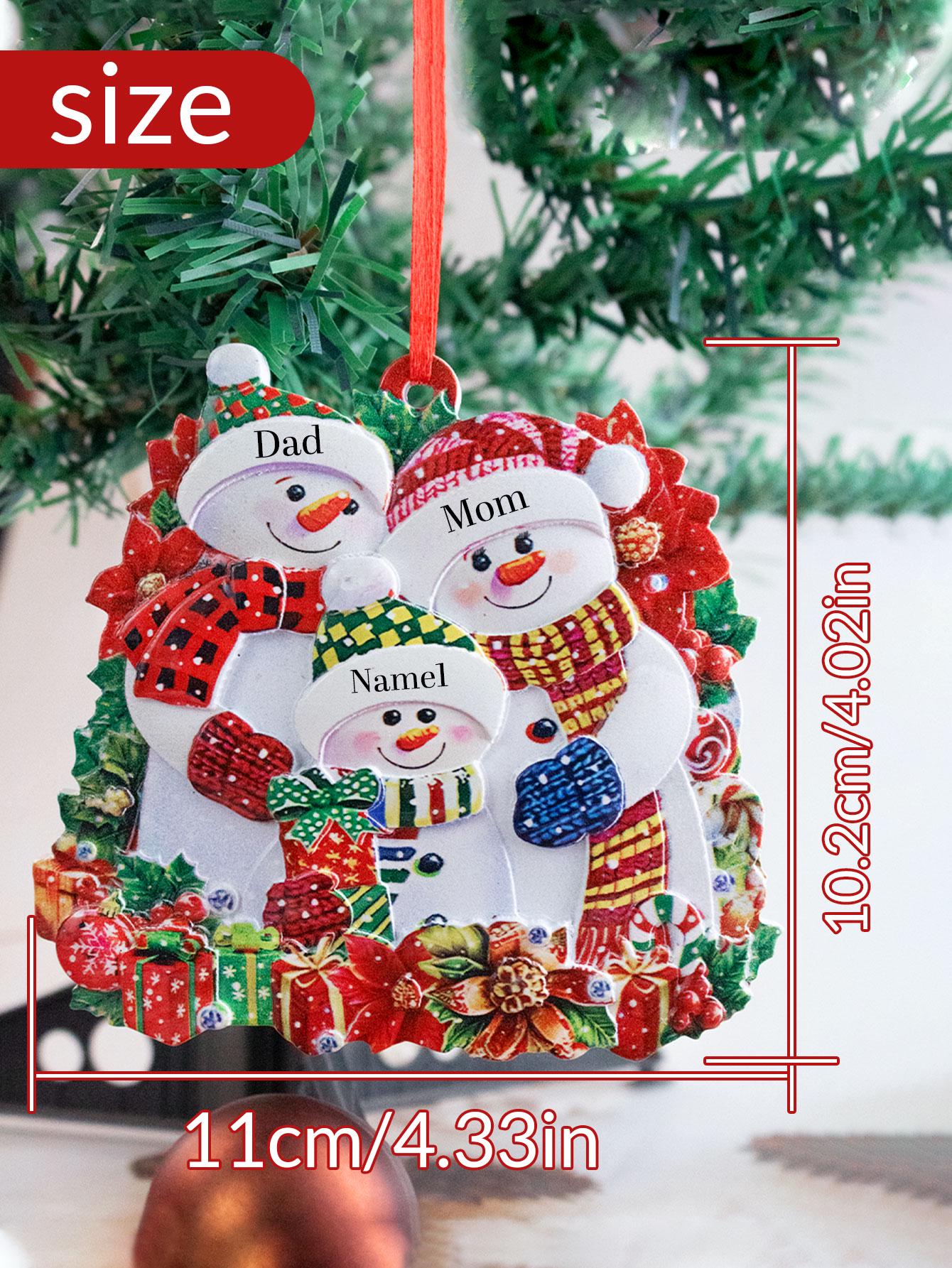 Ornement de Noël personnalisé bonhomme de neige en famille : Décoration en résine sur mesure