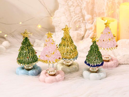 Handmade Stained Glass Miniature Christmas Tree, Xmas Table Decor