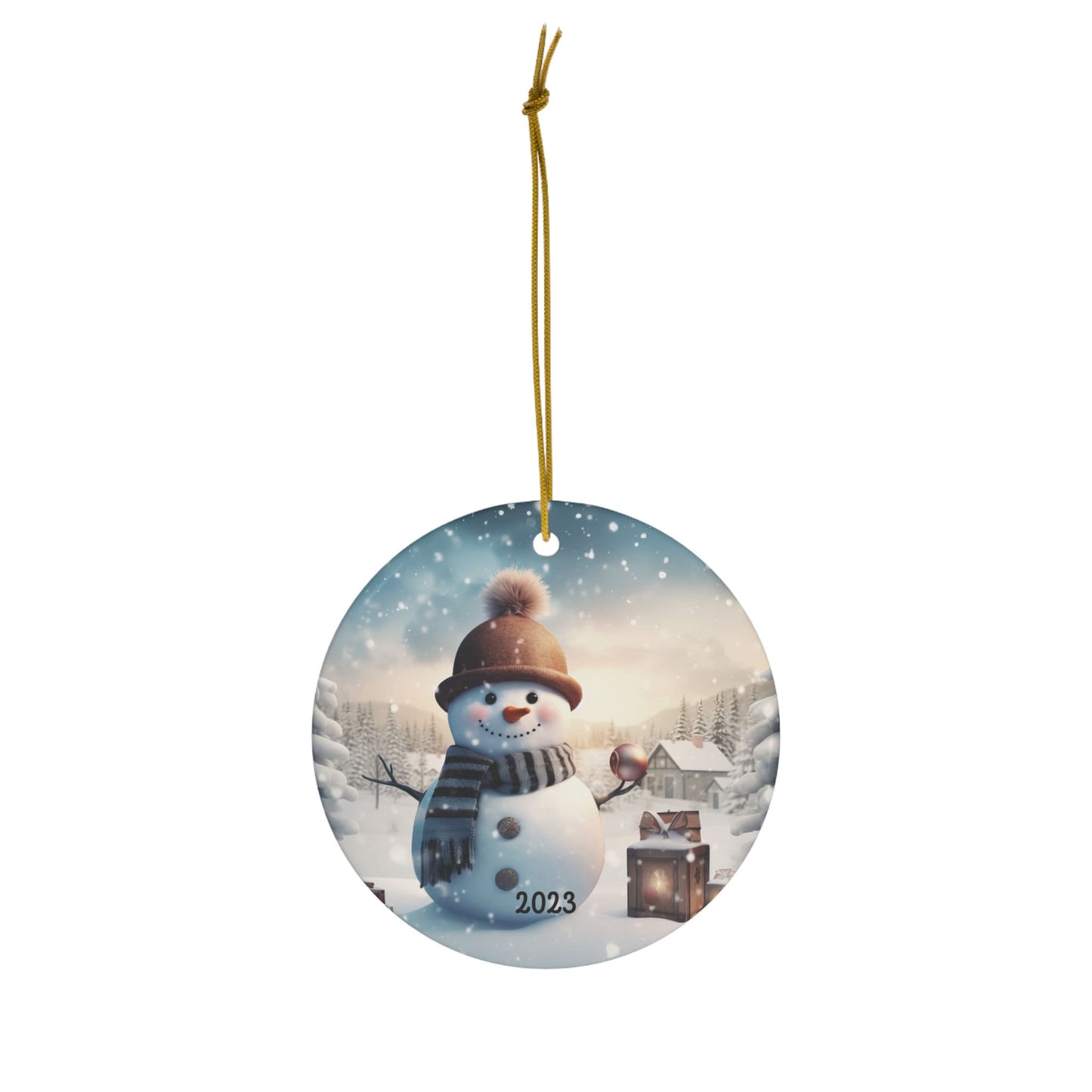 Cute 3D Snowman Image on Ceramic Christmas Ornament 2024 Christmas Decoration Keepsake, Heirloom Christmas Gift, Snow,