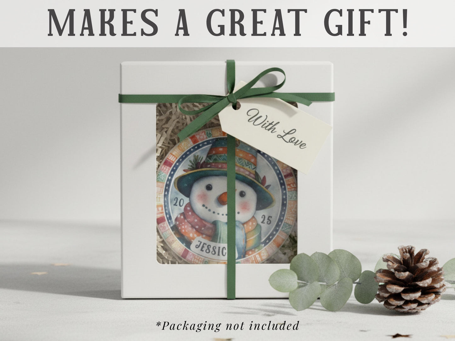 Personalized Snowman Ornament 2025 | Custom Name Christmas Decoration | Ceramic Keepsake Gift for Kids Family Holiday Tree