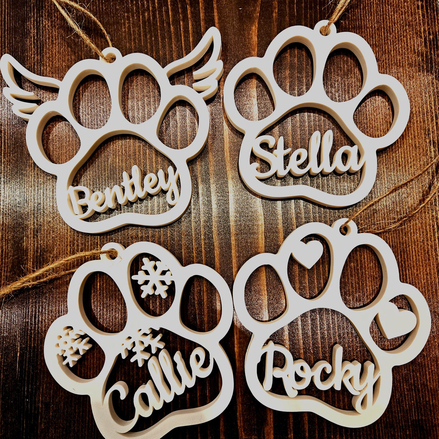 Adorno de huella de mascota personalizado - Adorno de Navidad personalizado - Idea de regalo sentimental - Adorno conmemorativo