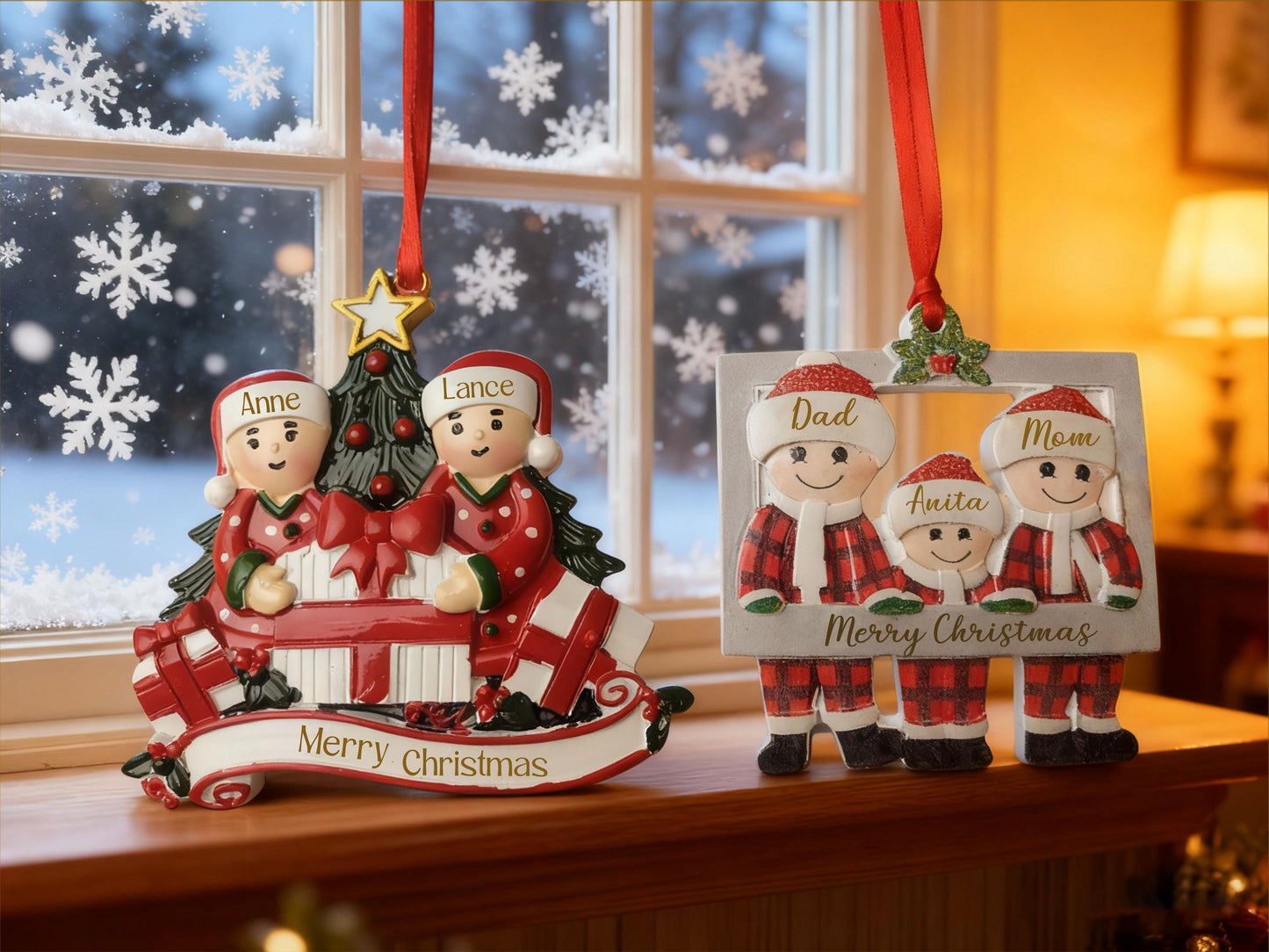 Personalized Family Christmas Ornament, Custom Resin Decoration, Xmas Tree Decor