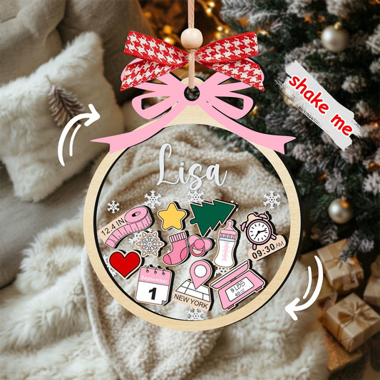 Personalized Baby's First Christmas Ornament 2024: 4D Shaker Keepsake