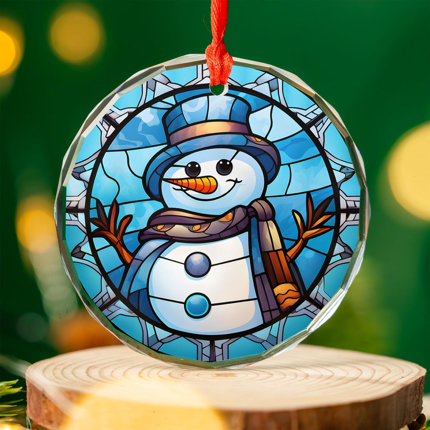 Snowman Christmas Ornament | Frosty Christmas Tree Decoration | Acrylic, Glass & Ceramic Holiday Ornament Gift Christmas Keepsake