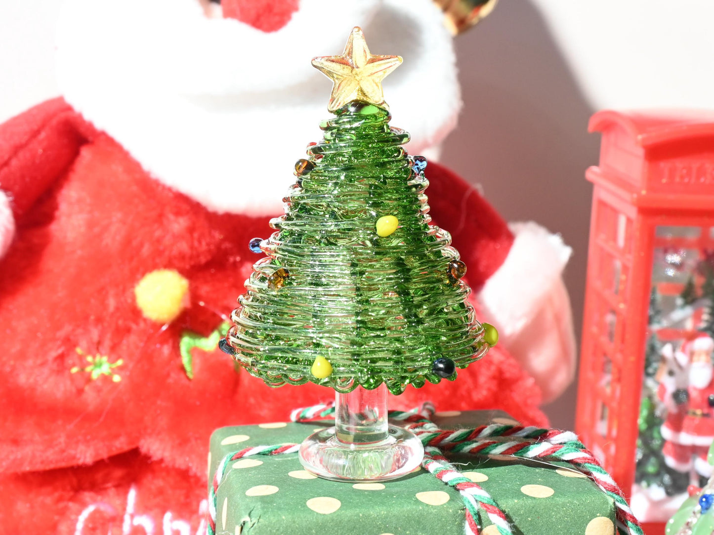 Handmade Spiral Stained Glass Figurine,Christmas Ornaments Glass Tree Decoration,Christmas GiftIlluminated Glass Christmas Trees