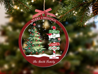 2025 Family Christmas Ornament, Personalized Ornament with Names, Custom Christmas Tree Ornament, Holiday Keepsake, Xmas Tree Decor