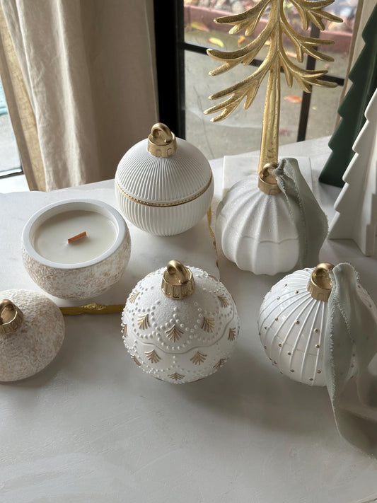 Luxury Christmas Ornament Candle Set | Vintage Holiday Decor | Handmade Gift Idea