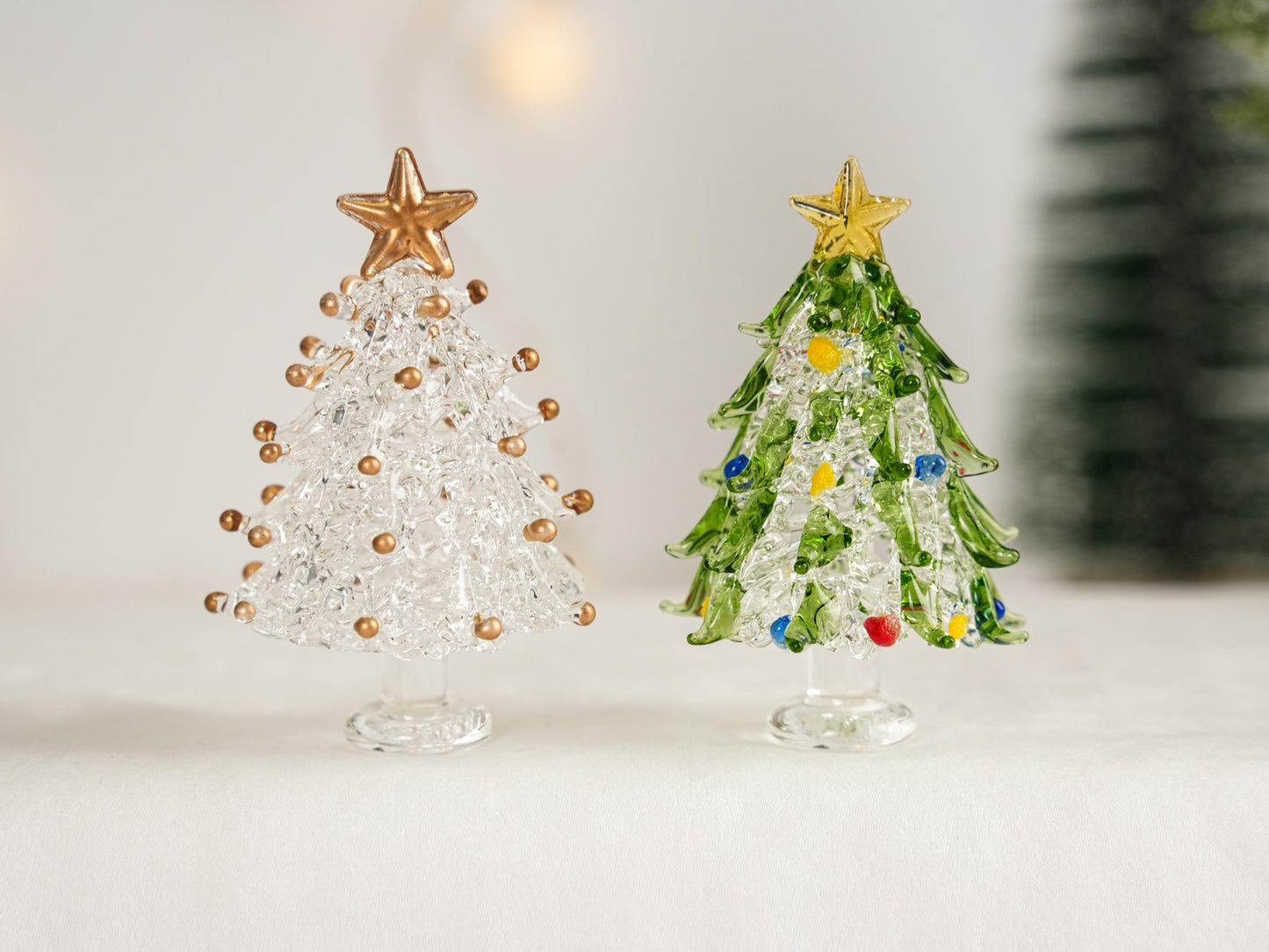 Stained Glass Christmas Tree Figurines,Illuminated Glass Christmas Trees,Christmas Day,Personalized Gift for her,Christmas Gifts,Home Decor