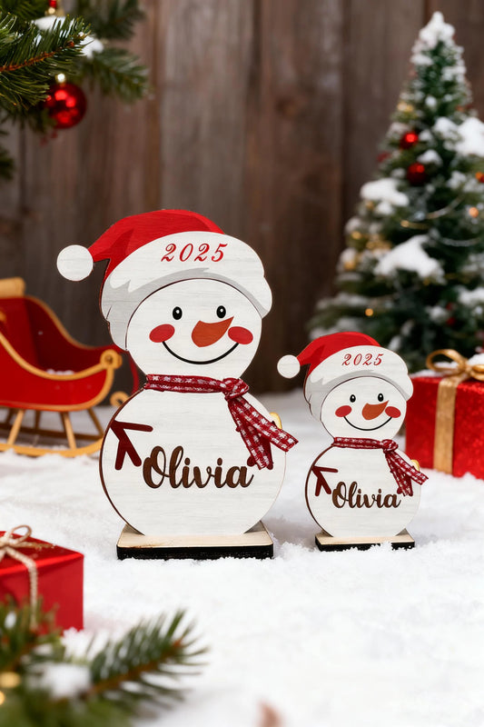 Personalized Snowman Family Christmas Ornament, Snowman Ornament, Custom Name Ornament, Personalized Christmas Wood Ornament, Christmas Gift