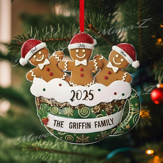 Personalized Resin Family Ornament,2025 Gingerbread Christmas Family Ornament, Gingerbread Family of 2,3,4,5,6 Ornament, Christmas Decor