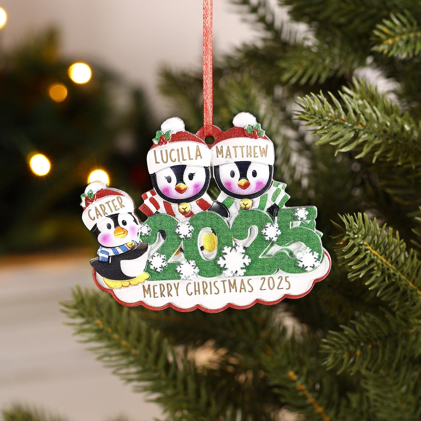 Custom Christmas Tree Ornament 2025, Personalized Family Names 2-6, Resin Christmas Tree Decor, Holiday Keepsake Gift,Christmas 2025