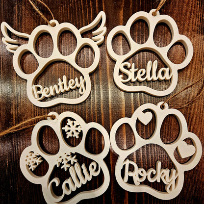Adorno de huella de mascota personalizado - Adorno de Navidad personalizado - Idea de regalo sentimental - Adorno conmemorativo