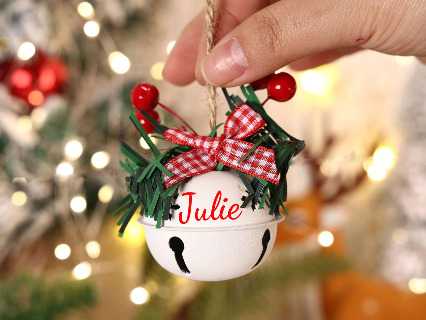 Personalized Christmas Bell Ornament, Custom Holiday Decor