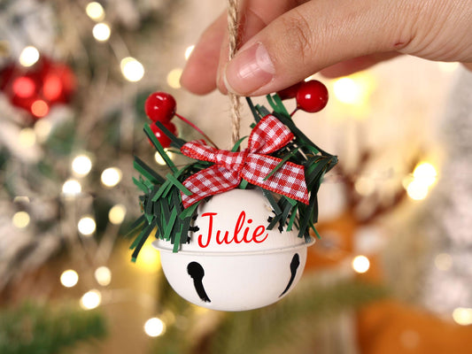Personalized Christmas Bell Ornament, Custom Holiday Decor