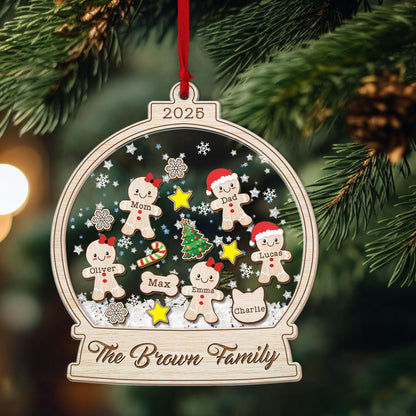 Personalized Gingerbread Family Christmas Ornament, Custom Family Ornament 2025, 4D Shake Ornament, Gingerbread Family Gift,Xmas Decor