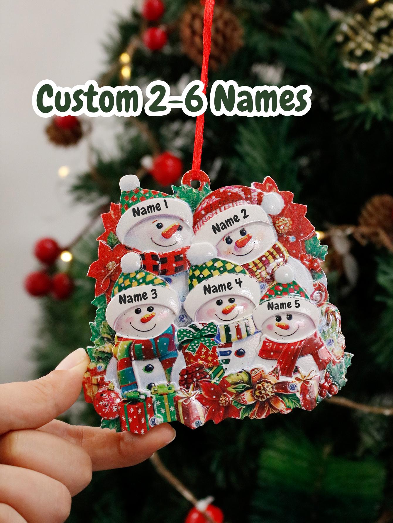 Adorno Navideño Personalizado de Familia de Muñecos de Nieve: Decoración de Resina Personalizada