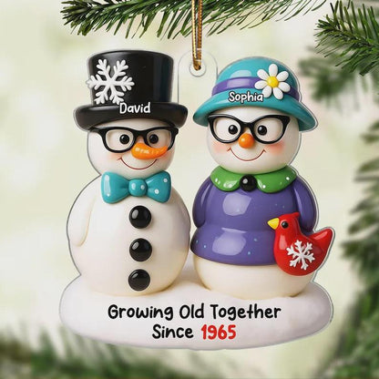 Personalized Snowman Couple Acrylic Ornament: Christmas Keepsake Gift
