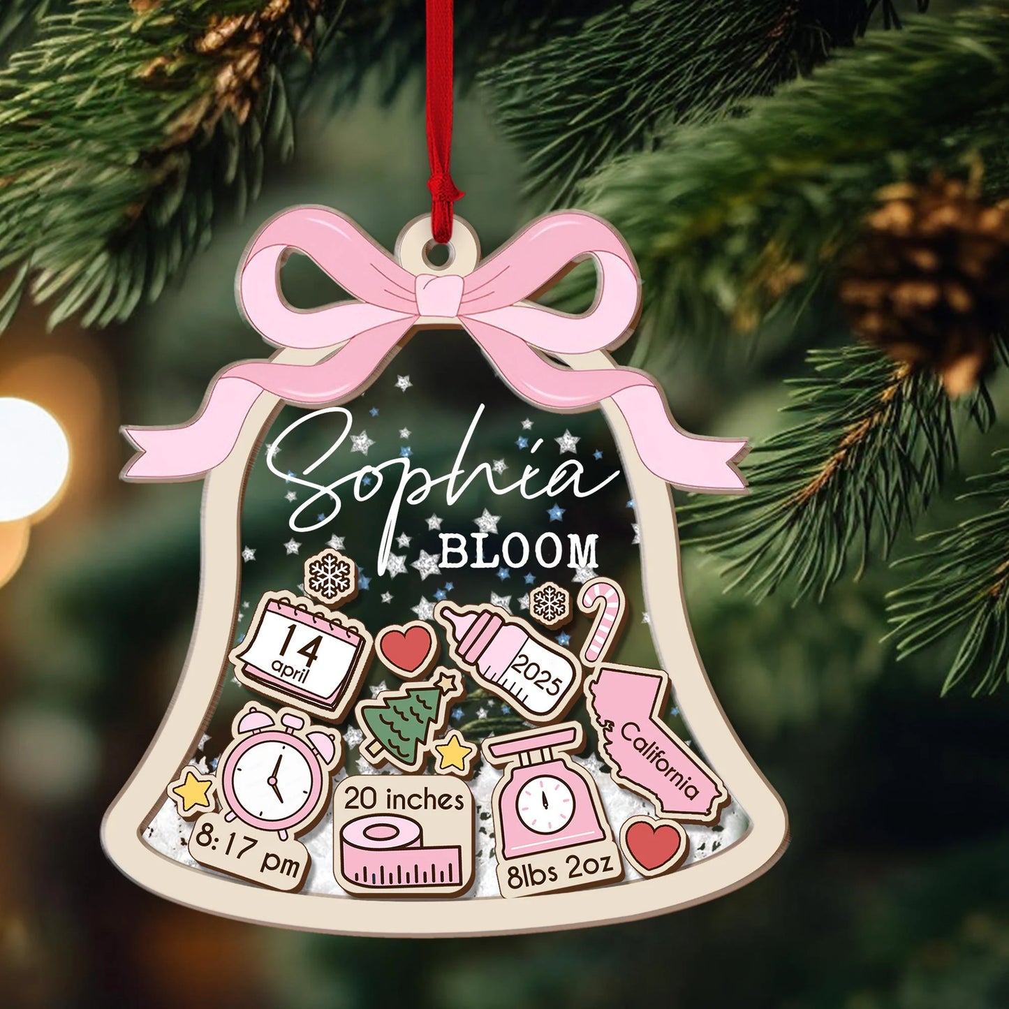 Baby's First Christmas Ornament, Baby 1st Christmas Ornament, New Baby Shaker, Custom Newborn Gift, 4D Babies Shaker Ornament, Baby Keepsake