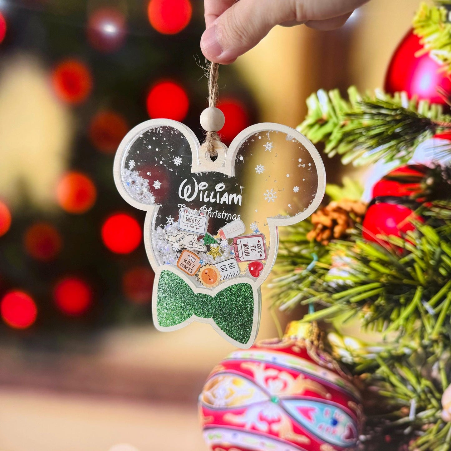Personalized Baby's First Christmas Ornament 2025, Baby Stats Keepsake