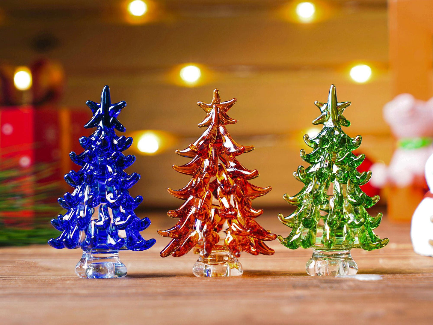 Adorno Navideño de Árbol de Navidad de Vidrio Teñido Hecho a Mano, Decoración de Fiestas
