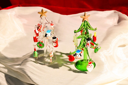 Handmade Stained Glass Christmas Tree, Mini Holiday Decor
