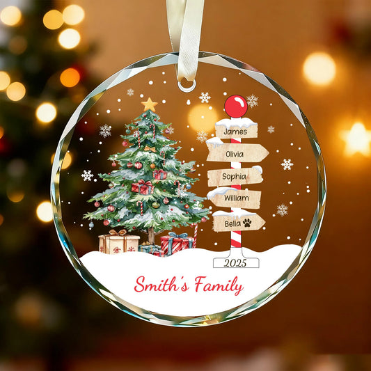 Custom Family Name Christmas Ornament 2025,Family With Pet Ornament, Christmas Keepsake,Family Tree Ornament,Custom Christmas Bauble