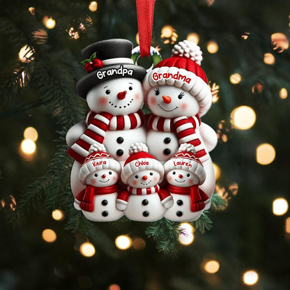 Personalized Snowman Family Ornament, Custom Family Of 3 4 5 6 Christmas Ornament, 2025 Family Christmas Ornament, Christmas Tree Decor Gift