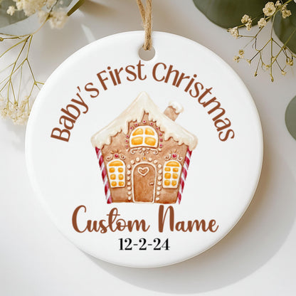 Adorno personalizado de Primera Navidad del Bebé, Nombre y Fecha Personalizados, Decoración de Cerámica con Muñeco de Nieve, Recuerdo de Festividad, Regalo Familiar, Regalo para Compañero de Trabajo,