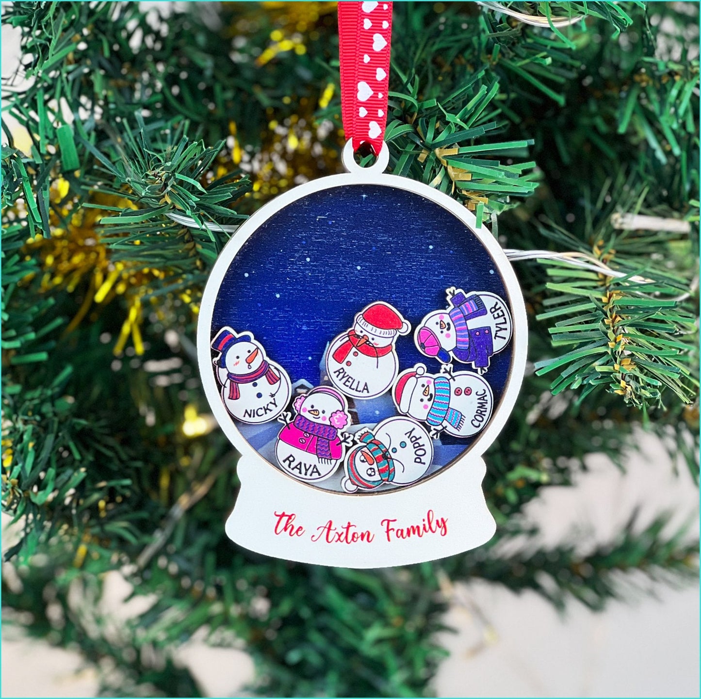 Personalized Family Christmas Ornament: Custom Snowman Keepsake