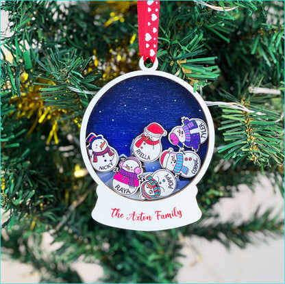 Personalized Family Christmas Ornament: Custom Snowman Keepsake