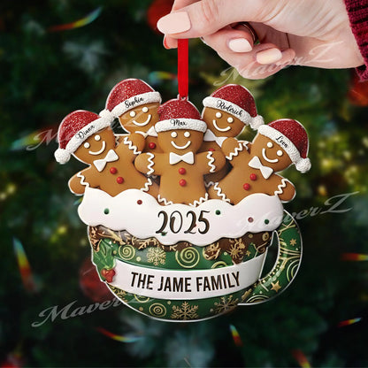 Personalized Resin Family Ornament,2025 Gingerbread Christmas Family Ornament, Gingerbread Family of 2,3,4,5,6 Ornament, Christmas Decor