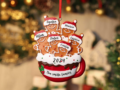 Personalized Resin Family Ornament, Gingerbread Christmas Family Ornament, Gingerbread Family of 2,3,4,5,6 Ornament 2025, Christmas Decor