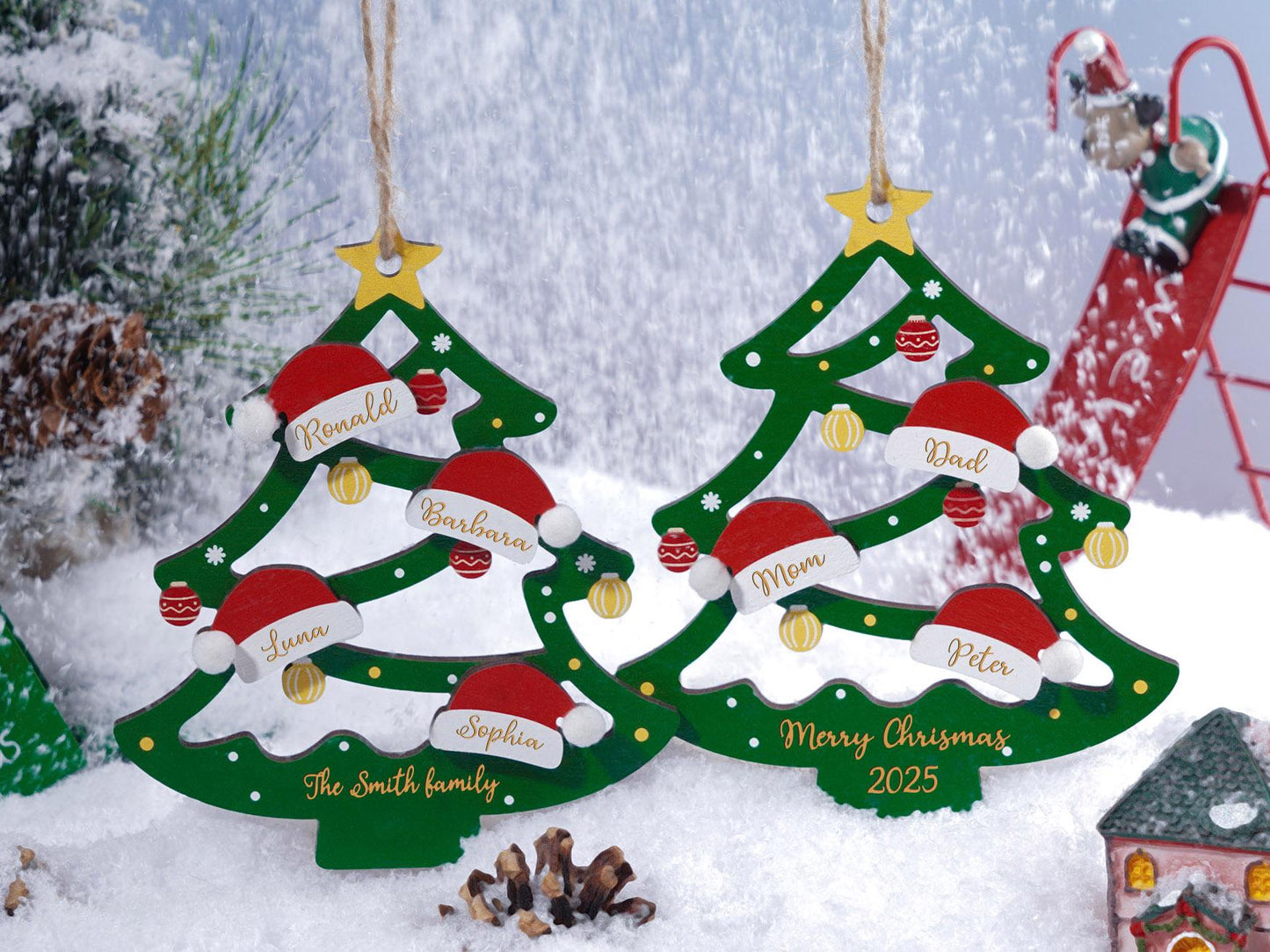 2025 Personalized Family Christmas Tree Ornament,Custom Wooden Family Christmas Ornament,Engraved Christmas Ornament,Christmas Decor