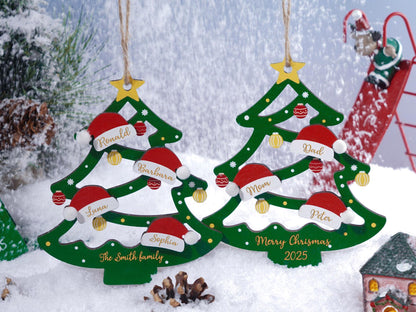 2025 Personalized Family Christmas Tree Ornament,Custom Wooden Family Christmas Ornament,Engraved Christmas Ornament,Christmas Decor