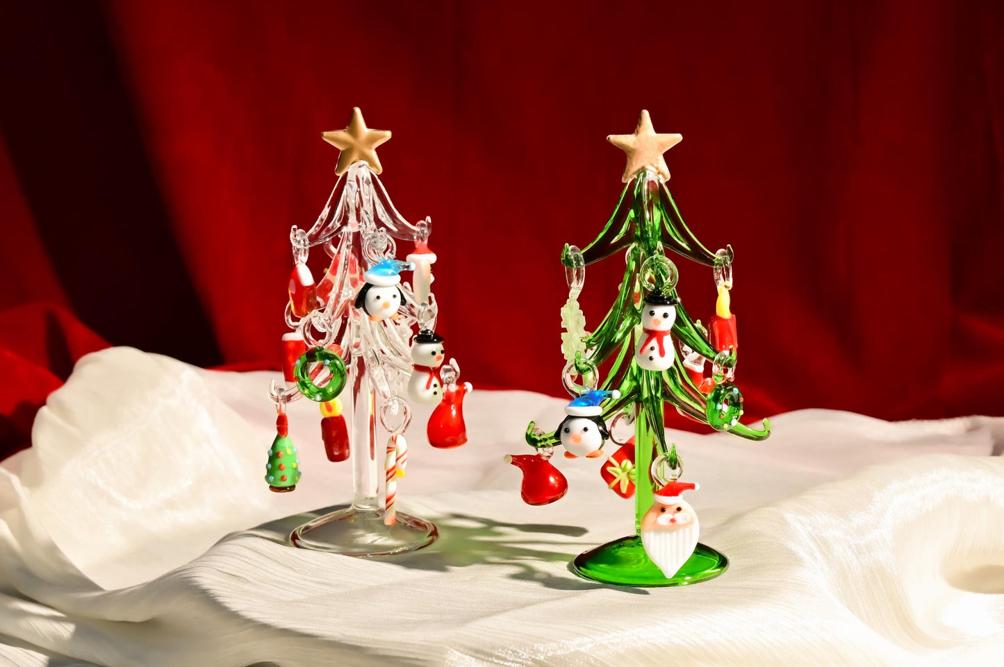Árbol de Navidad artesanal de vidriera, minidecoración navideña