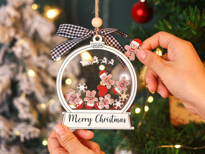 Personalized 2025 Family Gingerbread Ornament, 4D Shaker Xmas Decor