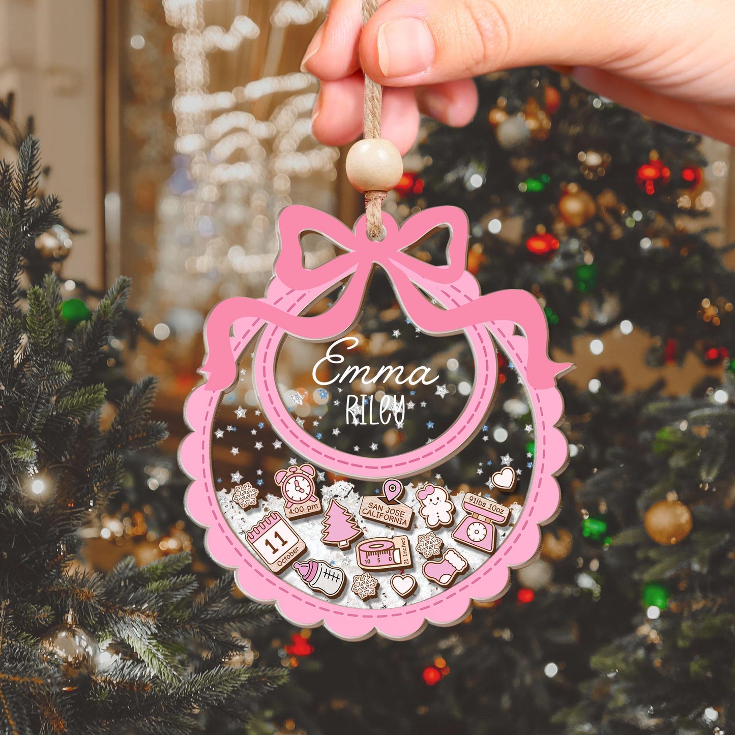 Baby's First Christmas Ornament, Personalized Baby 1st Christmas Ornament, Custom New Baby Gift, 4D Shake Babies Ornament, Baby Shower
