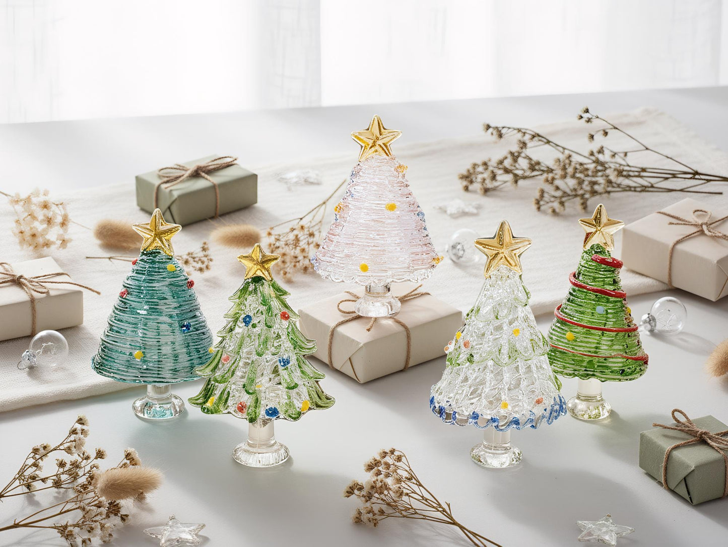 Sapin de Noël personnalisé en vitrail, Sapins de Noël en verre illuminés faits à la main, Décoration de Noël unique, Souvenir de Noël