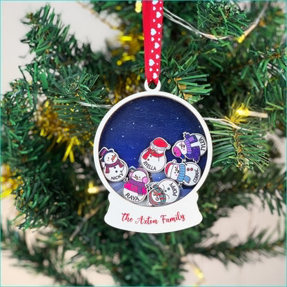 Personalized Family Christmas Ornament: Custom Snowman Keepsake