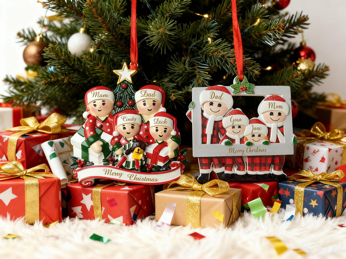 Personalized Family Christmas Ornament, Custom Resin Decoration, Xmas Tree Decor