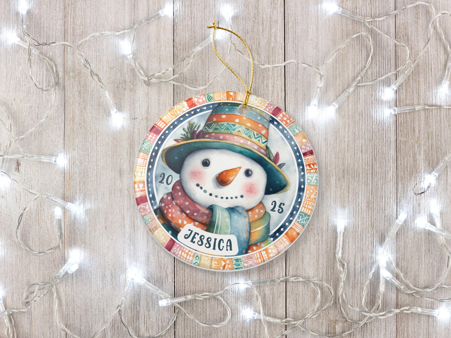 Personalized Snowman Ornament 2025 | Custom Name Christmas Decoration | Ceramic Keepsake Gift for Kids Family Holiday Tree