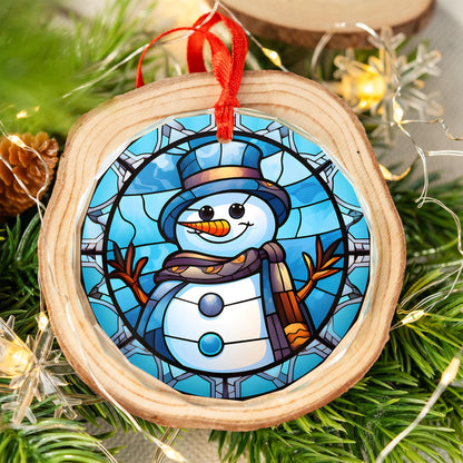 Snowman Christmas Ornament | Frosty Christmas Tree Decoration | Acrylic, Glass & Ceramic Holiday Ornament Gift Christmas Keepsake