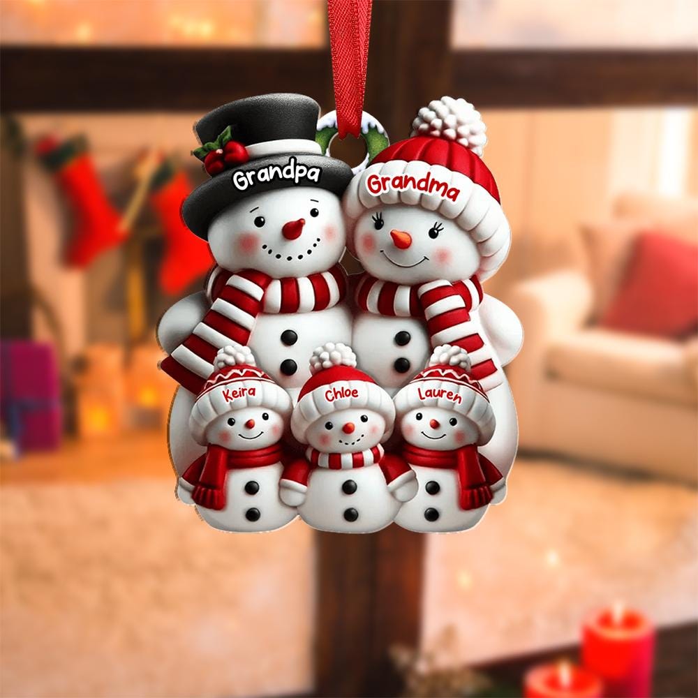 Personalized Snowman Family Ornament, Custom Family Of 3 4 5 6 Christmas Ornament, 2025 Family Christmas Ornament, Christmas Tree Decor Gift