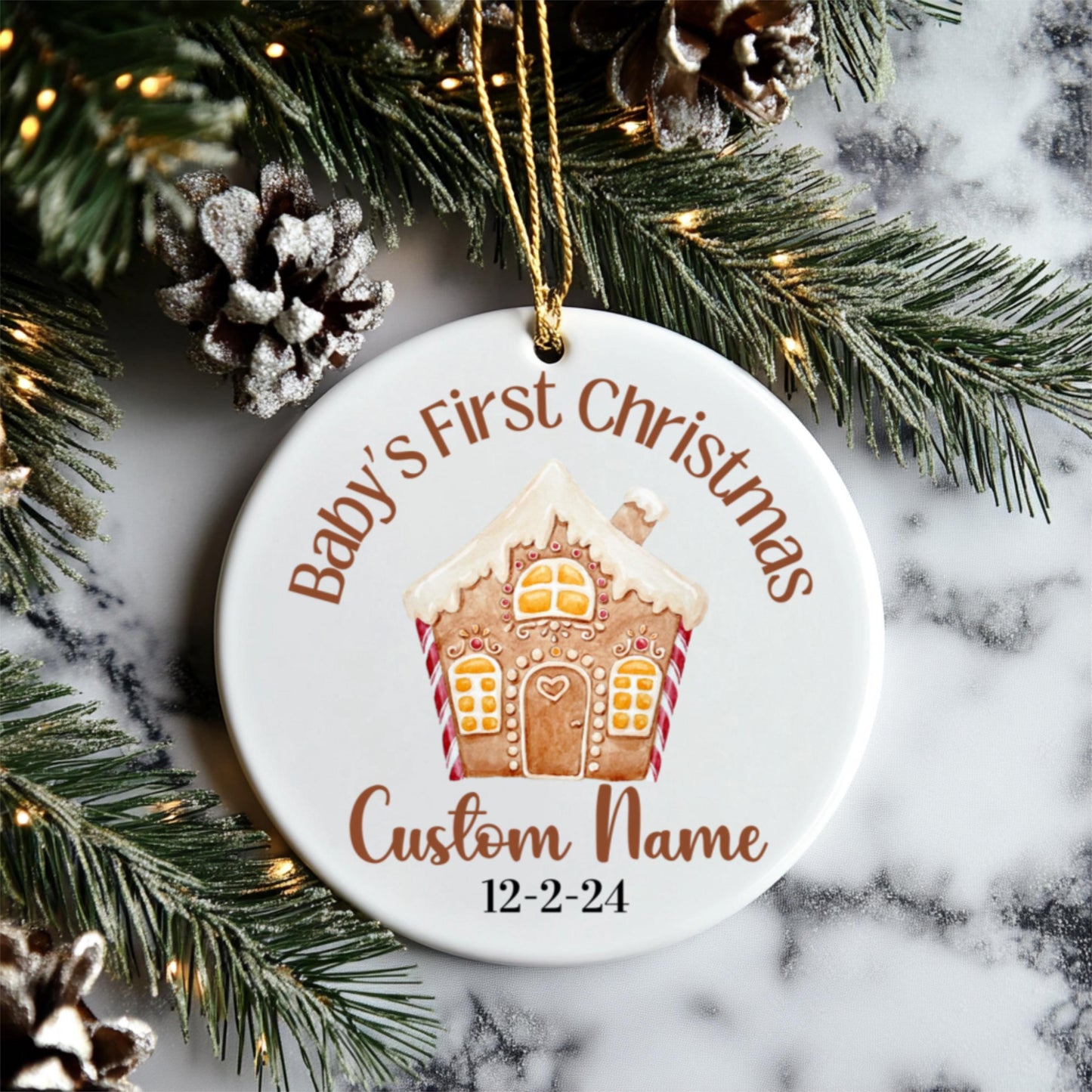 Adorno personalizado de Primera Navidad del Bebé, Nombre y Fecha Personalizados, Decoración de Cerámica con Muñeco de Nieve, Recuerdo de Festividad, Regalo Familiar, Regalo para Compañero de Trabajo,