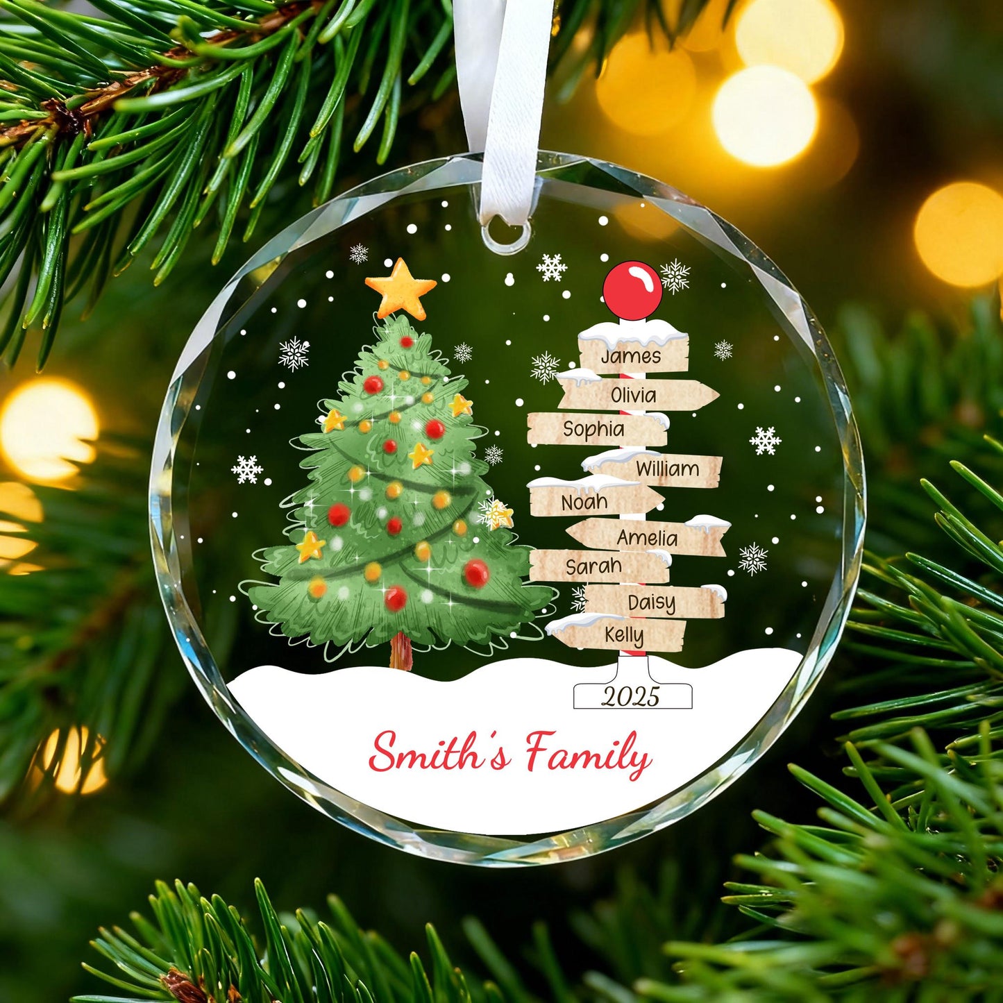Custom Family Name Christmas Ornament 2025,Family With Pet Ornament, Christmas Keepsake,Family Tree Ornament,Custom Christmas Bauble