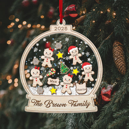Personalized Gingerbread Family Christmas Ornament, Custom Family Ornament 2025, 4D Shake Ornament, Gingerbread Family Gift,Xmas Decor