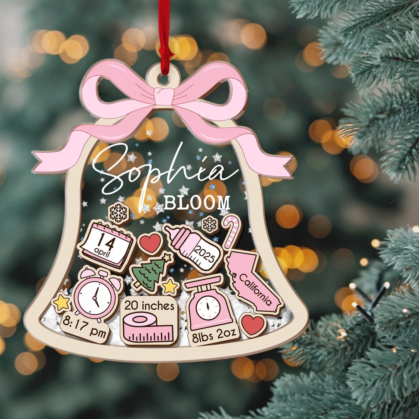Baby's First Christmas Ornament, Baby 1st Christmas Ornament, New Baby Shaker, Custom Newborn Gift, 4D Babies Shaker Ornament, Baby Keepsake
