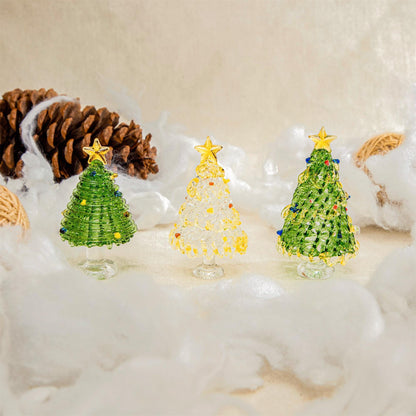 Árbol de Navidad artesanal de vidrieras: decoración navideña en miniatura