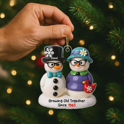 Personalized Snowman Couple Acrylic Ornament: Christmas Keepsake Gift